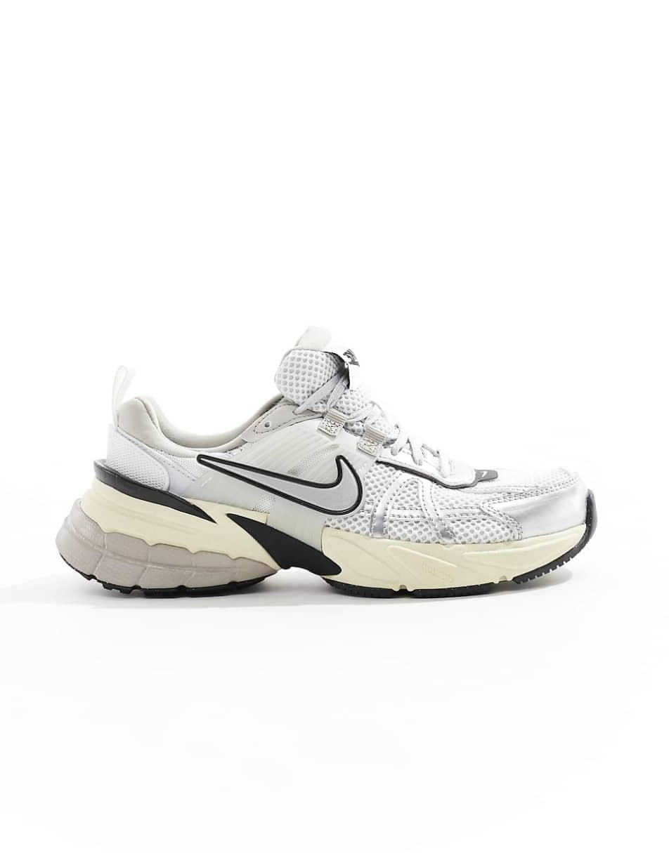 Nike V2K Run trainers in white and silver